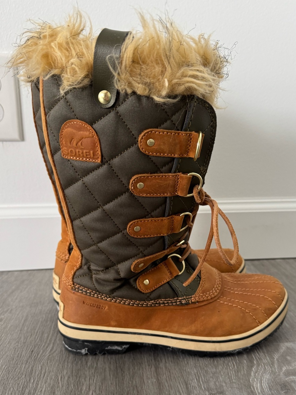 Sorel Quilted Waterproof Fur-Trim Lace-Up Winter Boots